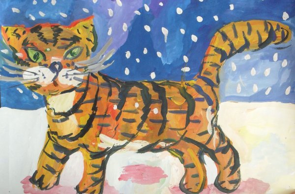 Тигренок гуашью