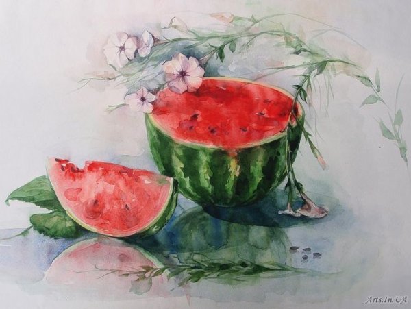 Этюды пленэр акварель Арбуз