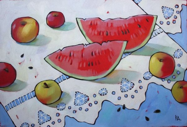 Декоративный натюрморт с арбузом