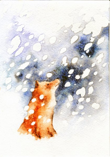 Снег акварель