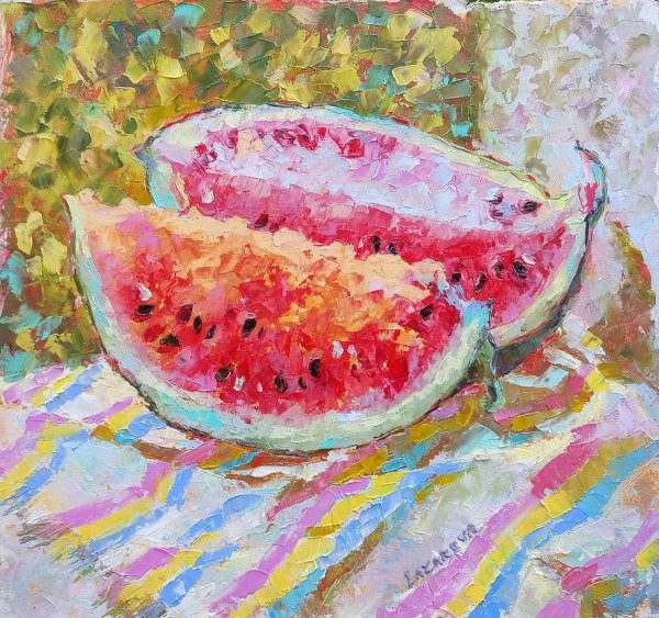 Арбуз гуашью