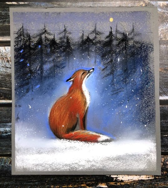 Лисичка сухой пастелью