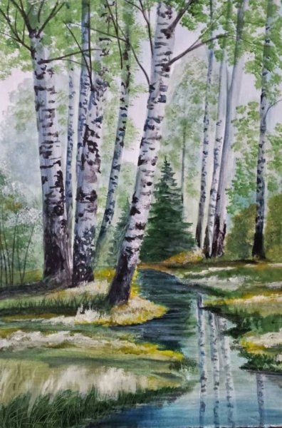 Правополушарное рисование Березовая роща