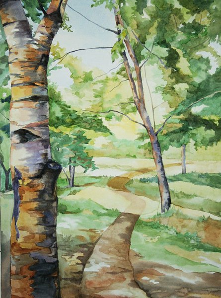 Рисование березы гуашью