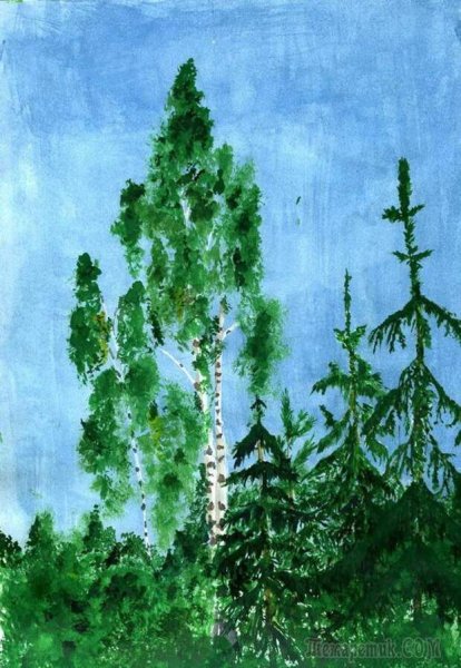 Осенний пейзаж акварелью