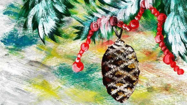 Правополушарное рисование елка Новогодняя