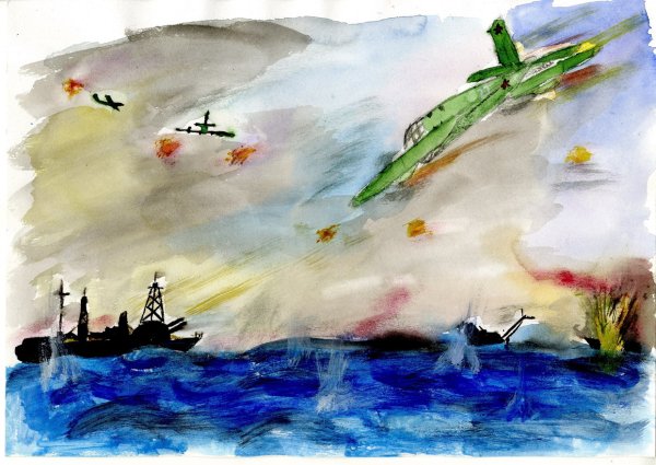 Рисунок на военную тему красками