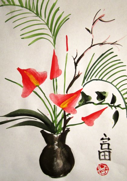 Икебана акварелью