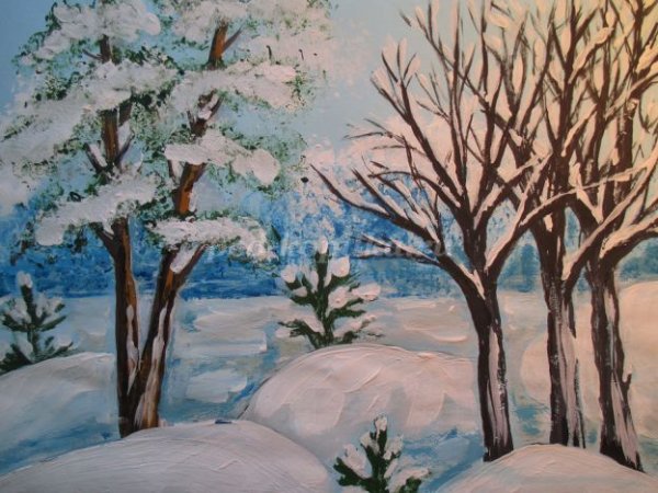 Мастер класс зимний пейзаж гуашью
