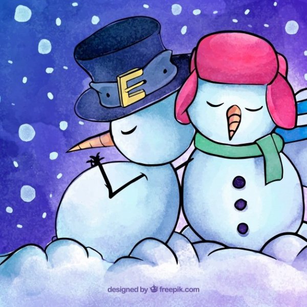 Снеговик гуашью