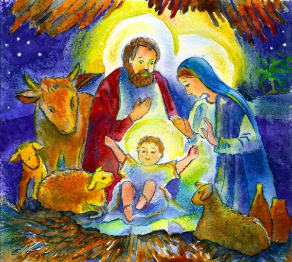 Икона Рождество Христово в Вифлееме в вертепе ясли