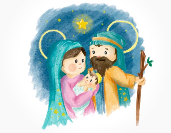 С Рождеством Христовым акварель