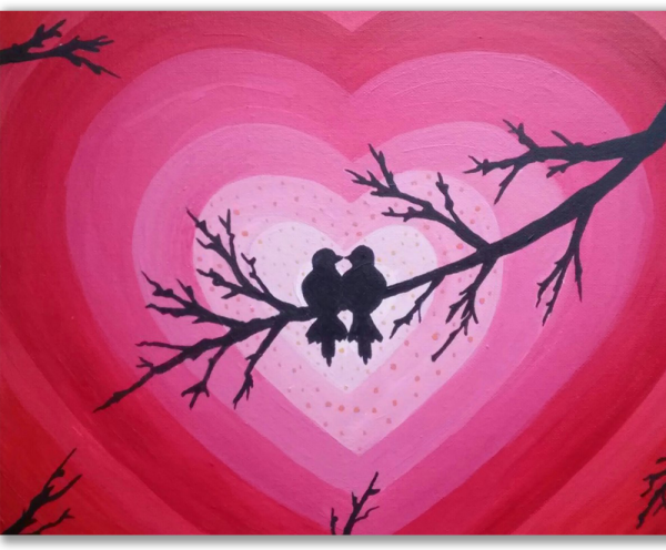 Сердце гуашью