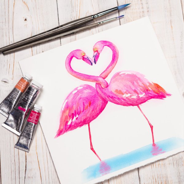 Валентинка рисунок акварелью