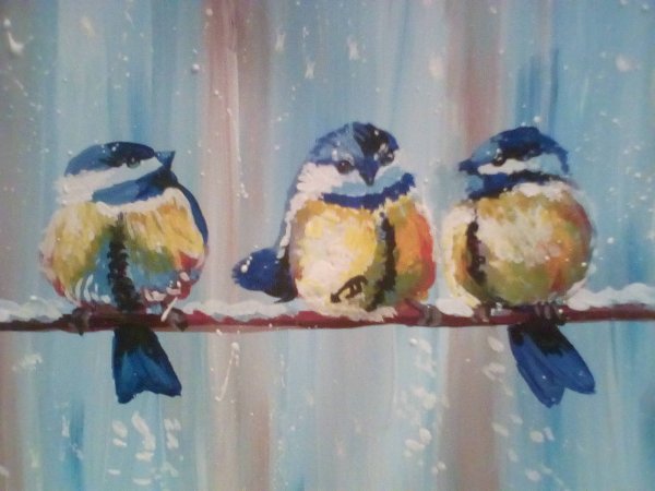 Юшина Елена картины с синичкой