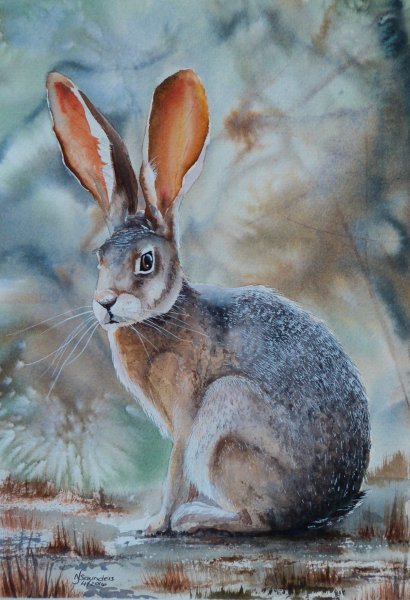 Заяц гуашью