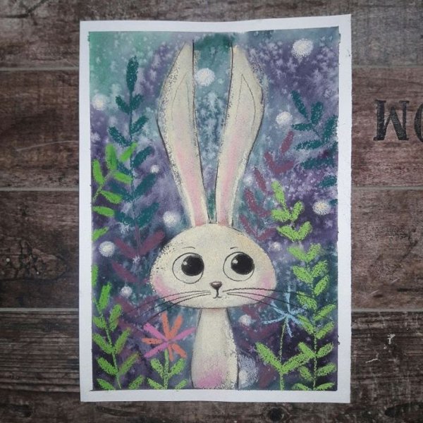 Зайчик гуашью