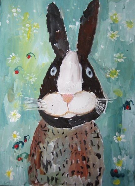 Зайка гуашью