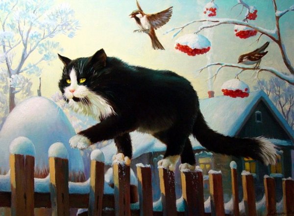 Мультяшные коты и гуашь