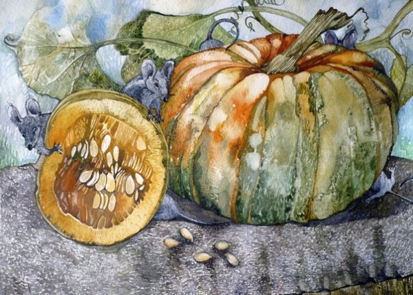 Тыква акварель Базанова