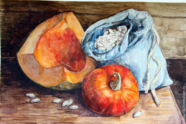 Тыква акварелью