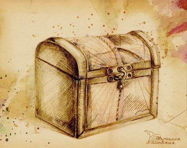 Сундук акварель