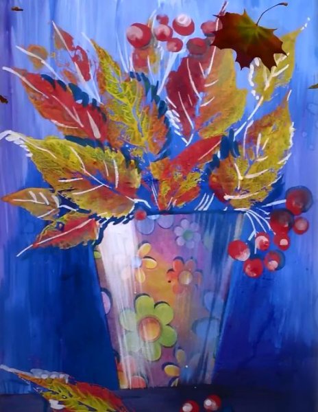 Осенние листья гуашью