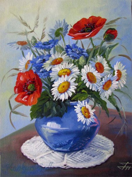 Ваза с полевыми цветами