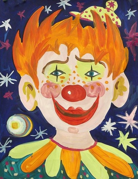 Нарисовать клоуна акварелью