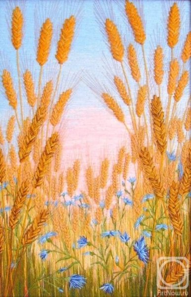 Поле пшеницы гуашью