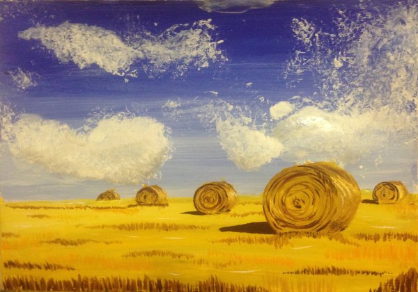 Пшеничное поле красками