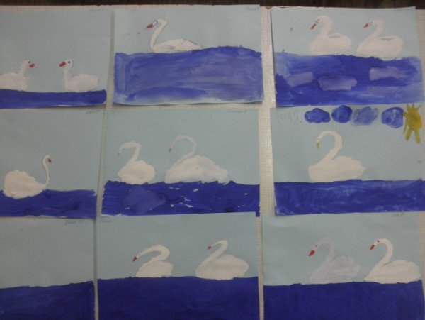 Рисование лебедь старшая группа