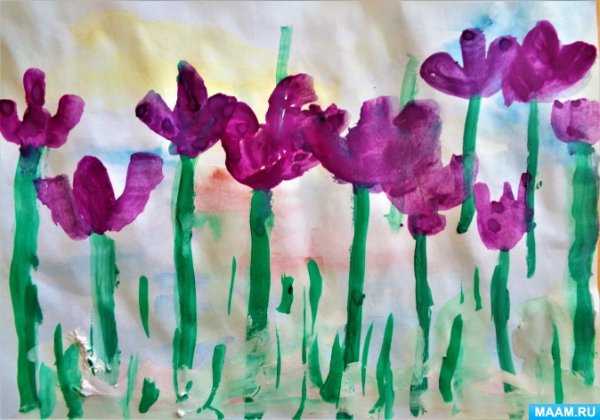 Рисование весенние цветы в средней