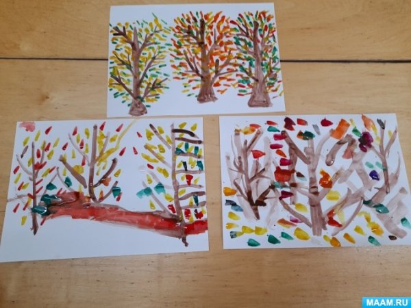 Занятие по рисованию в средней группе осеннее дерево
