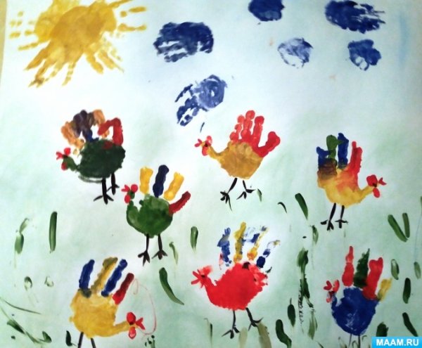 Рисование ладошками во 2 младшей группе