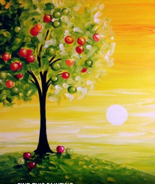 Яблоня гуашью