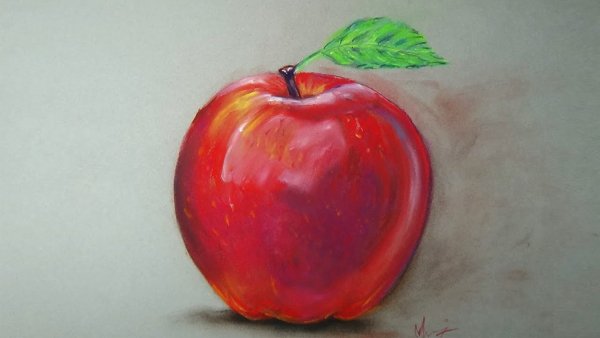 Яблоко рисунок гуашью