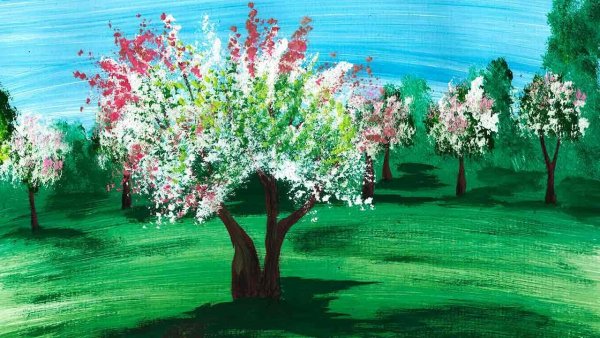 Правополушарное рисование Яблоневый цвет