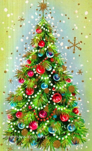 Елка гуашью для детей