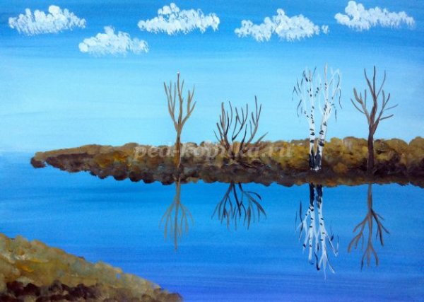 Монотипия отражение в воде