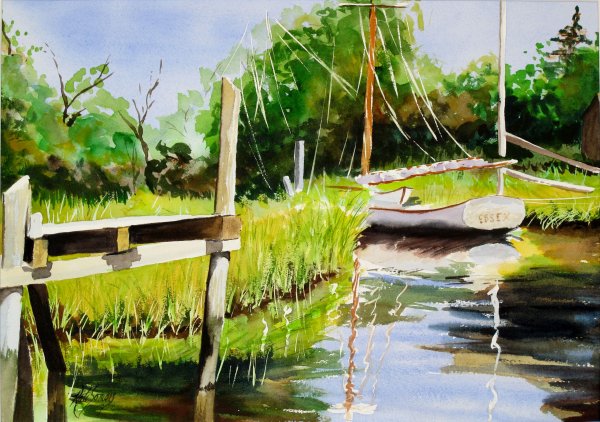 Отражение в воде живопись