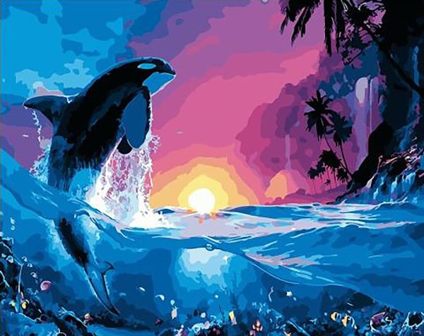 Живопись по номерам дельфины