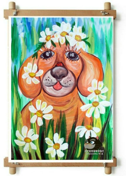 Рисунки собак гуашью