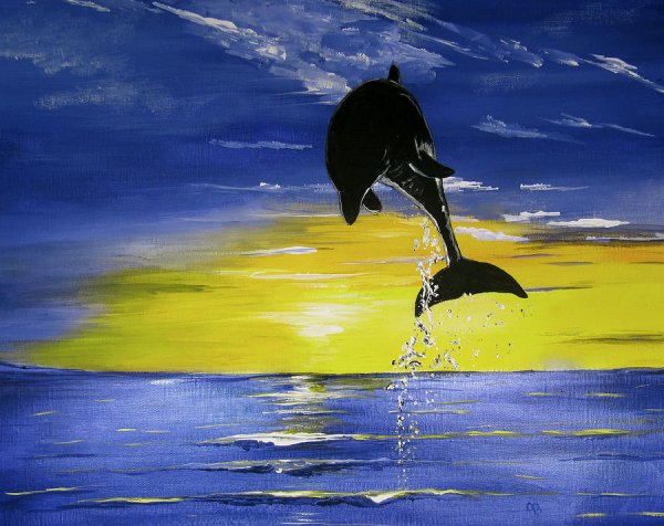 Пейзаж лёгкий с дельфином