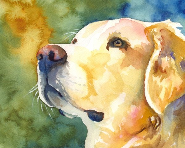 Собака гуашью