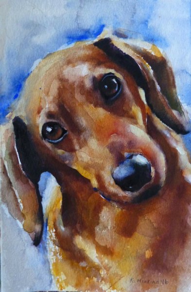 Собака гуашью