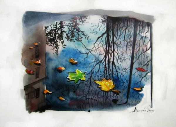 Лужа акварелью