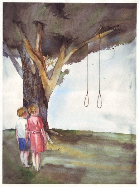 Качели акварель