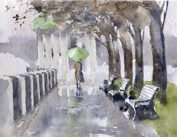 Акварель Владимира Тупоршина пейзажи города