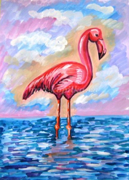 Фламинго красками для детей
